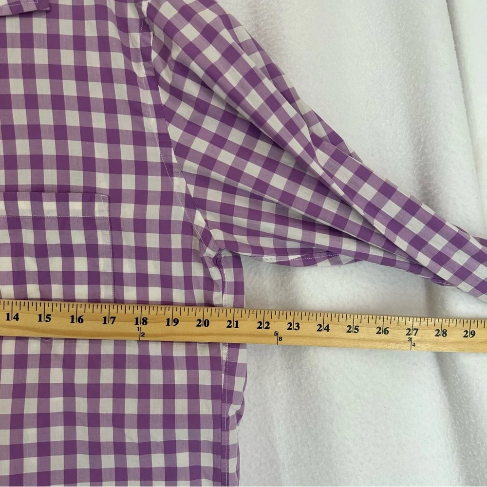 J Crew Lightweight Button Down Shirt Checkered Mens Medium‎ Purple